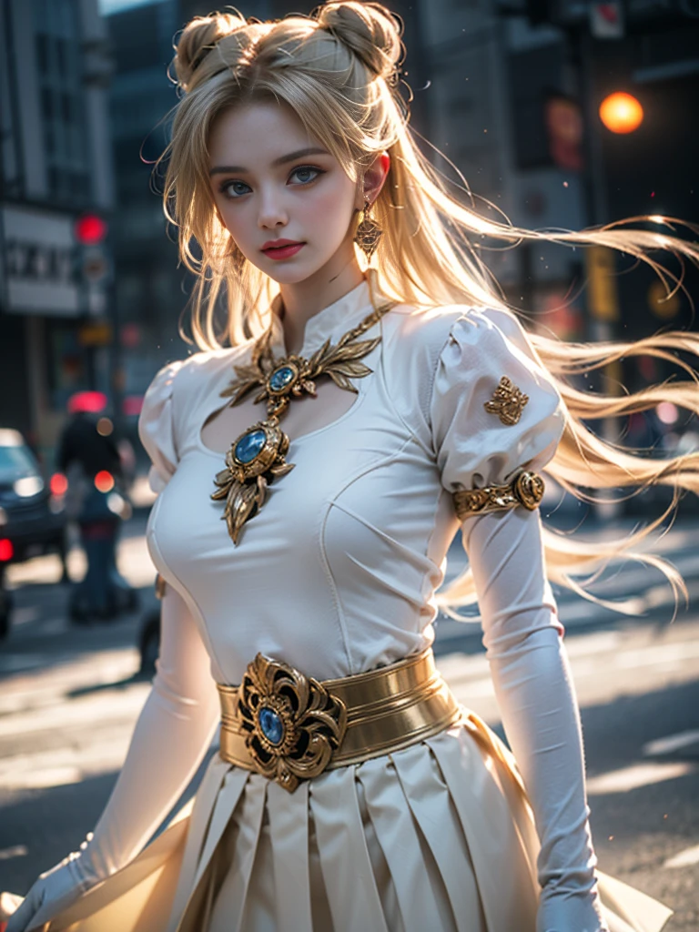tmasterpiece,Highest image quality,super detailing,Best quality at best ,Extremely Delicately Beautiful, Very meticulous,Best quality at best, offcial art, extremely detaild的 CG unified 8k wallpapers, Ana de Armas portrait photo, 金发eBlue eyetremely detailed CG unity 8k wallpaper,tmasterpiece,Highest image quality),(Delicate light and shadow,The picture has a dramatic lens effect), (Mariner Moon:1.1),Enchanted smile,double tails, eBlue eyes,coiffed blonde hair, Skinny lace top,White gloves-skirt,dynamicposes),The background is the universe(superior detail,The lighting effect is outstanding,Vista wide angle),(Excellent rendering,Enough to stand out from the crowd),Sexy big breasts,Dreamcatcher earrings,The sexiest look,Beautiful floral print silk garments,The most beautiful woman in the world,(Obscenity exposed,Camel toes,),