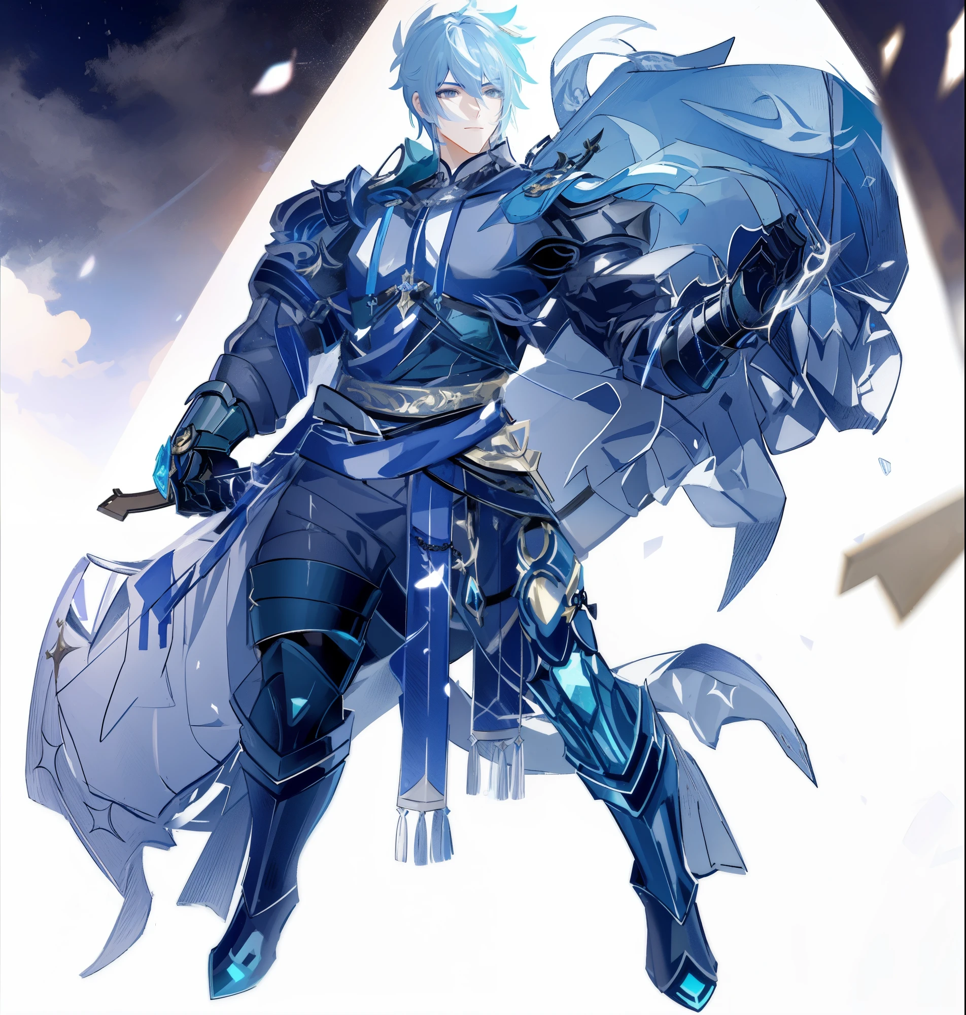 a cartoon image of a man in armor holding a sword, keqing from genshin impact, genshin impact character, zhongli from genshin impact, a human male paladin, male paladin, genshin, naranbaatar ganbold, official character art, genshin impact style, ( ( character concept art ) ), picture of an  male warrior