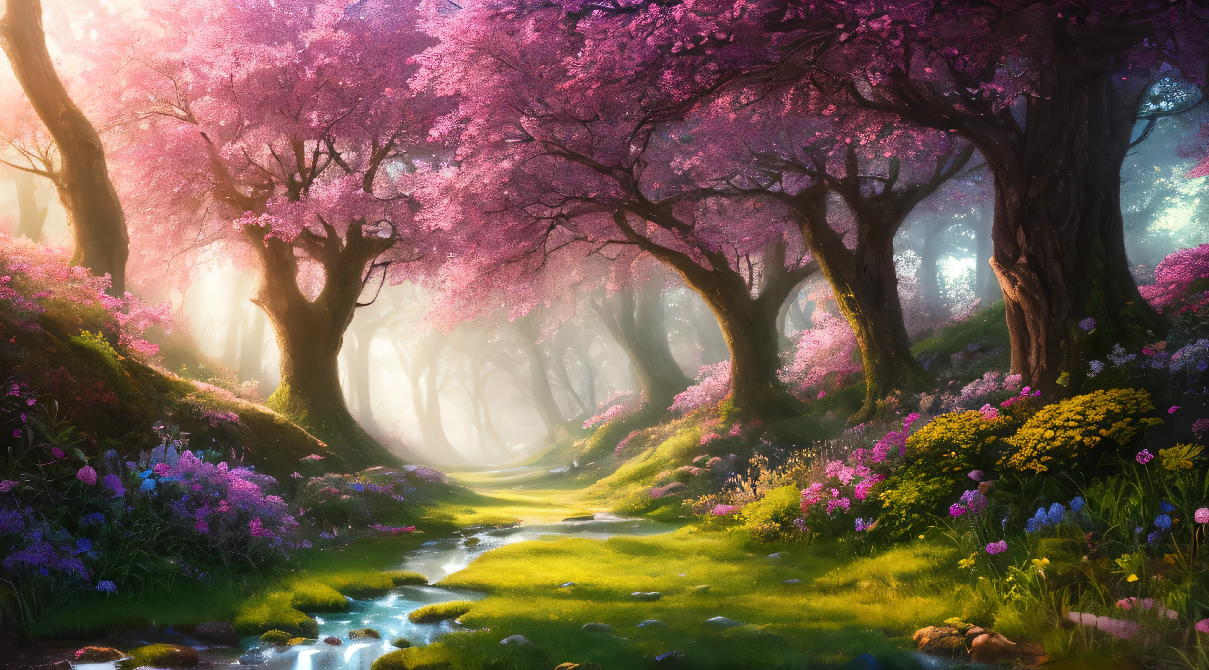 masterpiece, best quality, high quality,extremely detailed CG unity 8k wallpaper, An enchanting and dreamy scene of a fantasy forest, with towering trees, glowing mushrooms, and hidden fairy glens, creating a sense of mystique and enchantment, artstation, digital illustration, intricate, trending, pastel colors, oil paiting, award winning photography, Bokeh, Depth of Field, HDR, bloom, Chromatic Aberration ,Photorealistic,extremely detailed, trending on artstation, trending on CGsociety, Intricate, High Detail, dramatic, art by midjourney