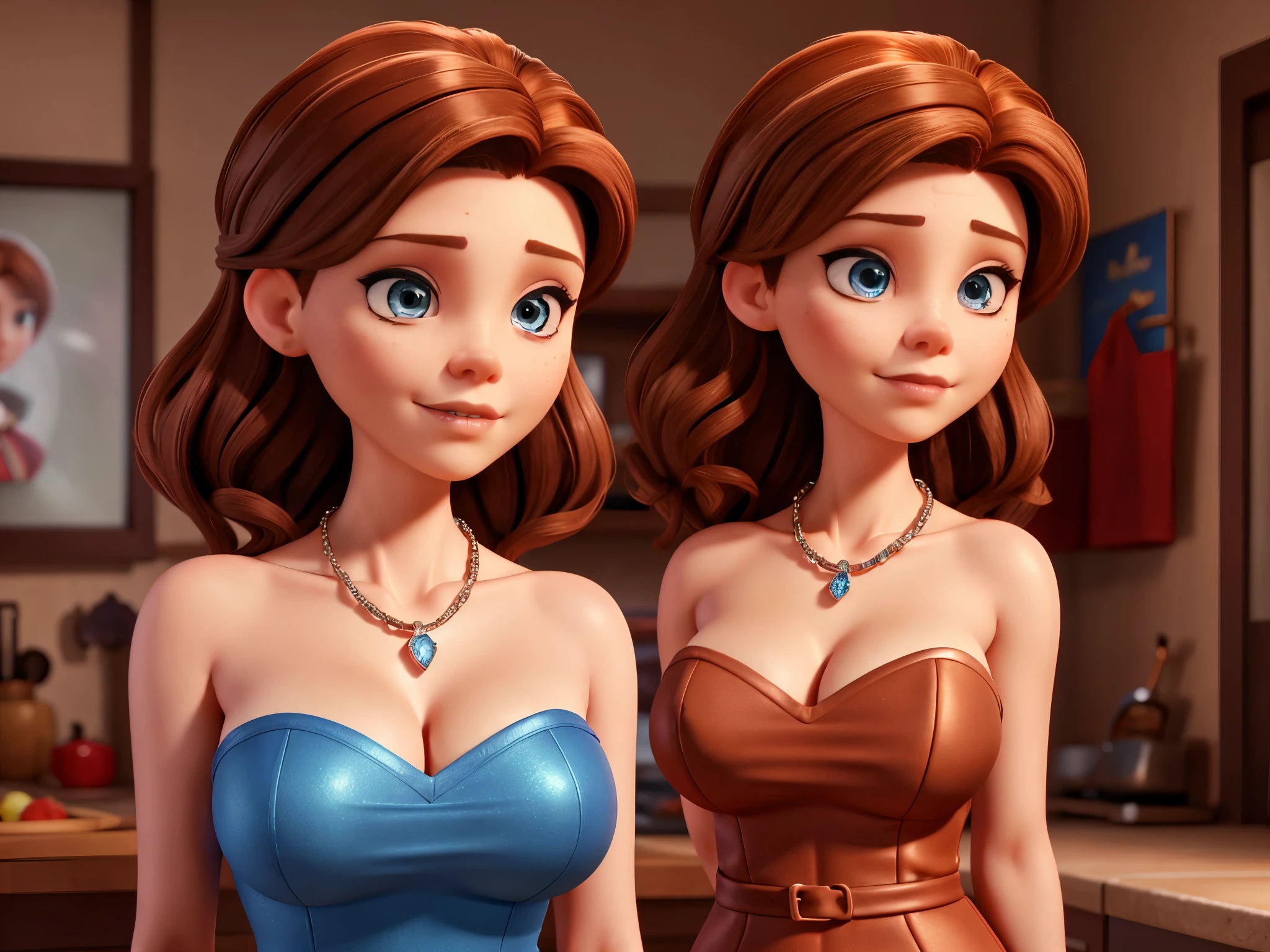 Caucasian woman, short redish-brown hair, photo-realistic skin texture, 40 years old, slender, high cheek bone, rounded face, beauty mark on left cheek, medium tits, red sexy lips, blue eyes, glamour shot, promo shot, photo of a model, seductive look, diamond necklace, 16k, photo-realistic