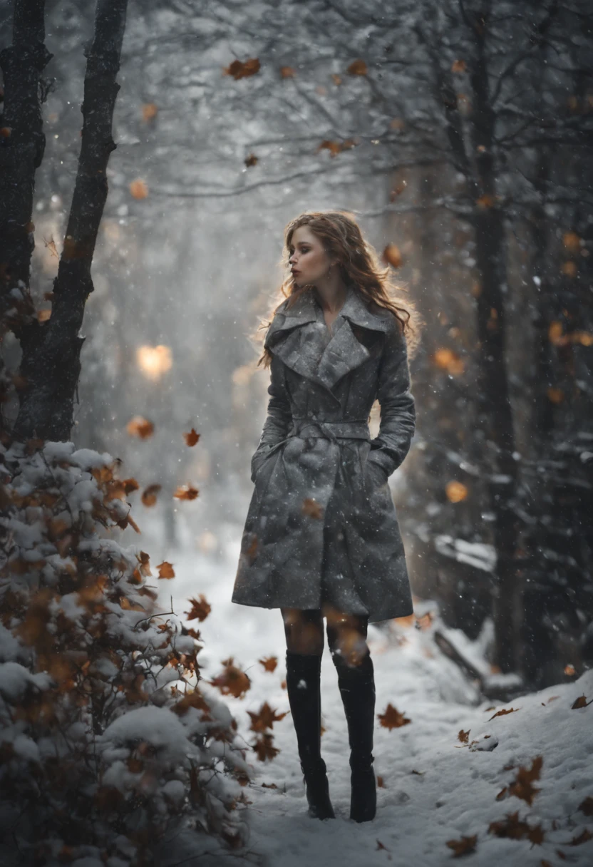 mj, RTX, 4k, HDR, Anna Razumovskaya, Casey Baugh, Antonio Mora, Aminola Rezai, Giovanni Boldini, art, realistic art. cat, first snow, flakes, partial snow cover, film still, breathtaking, falling leaves, melancholic mood, nature's farewell in the rustling of gusts of wind, photorealism, film grain, film still, bokeh, intricate detail, perfect composition, beautiful detailed complexity Insanely Detailed Octane Rendering, 4k Fine Art Photography, Photorealistic Concept Art, Soft Natural Volume Cinematic Perfect Light, Chiaroscuro, Award Winning Photography, Masterpiece, Oil on Canvas,