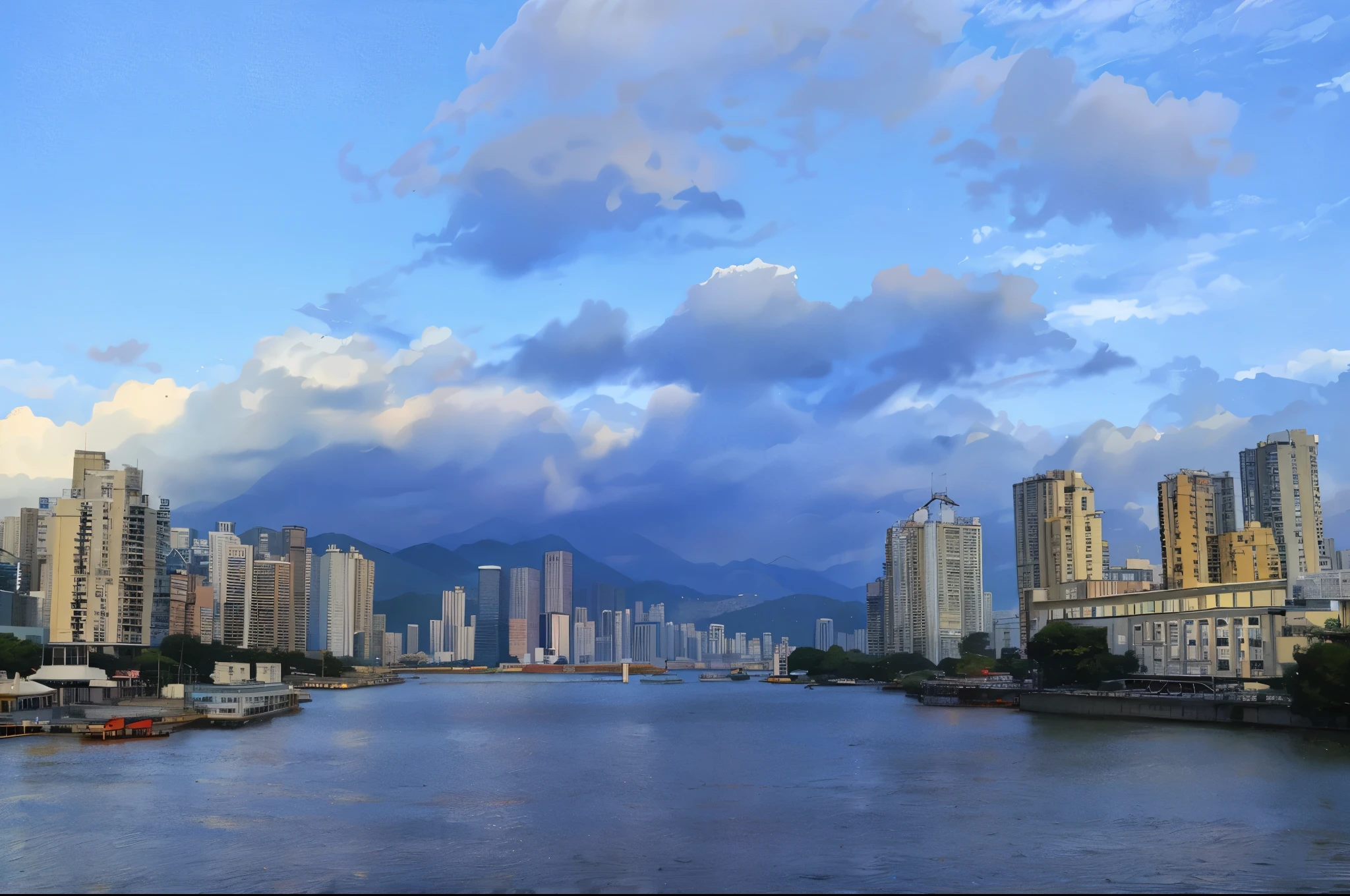 arafly shot of a river with a city in the background, shenzhen, a still of kowloon, skylines showing, city like hong kong, kowloon, Photographed by Nikon D 3 2 0 0, Shot with Pentax K1000, mountain water, skylines, in a panoramic view, Shot with my Nikon d 3, Show on the, opinion, 城市