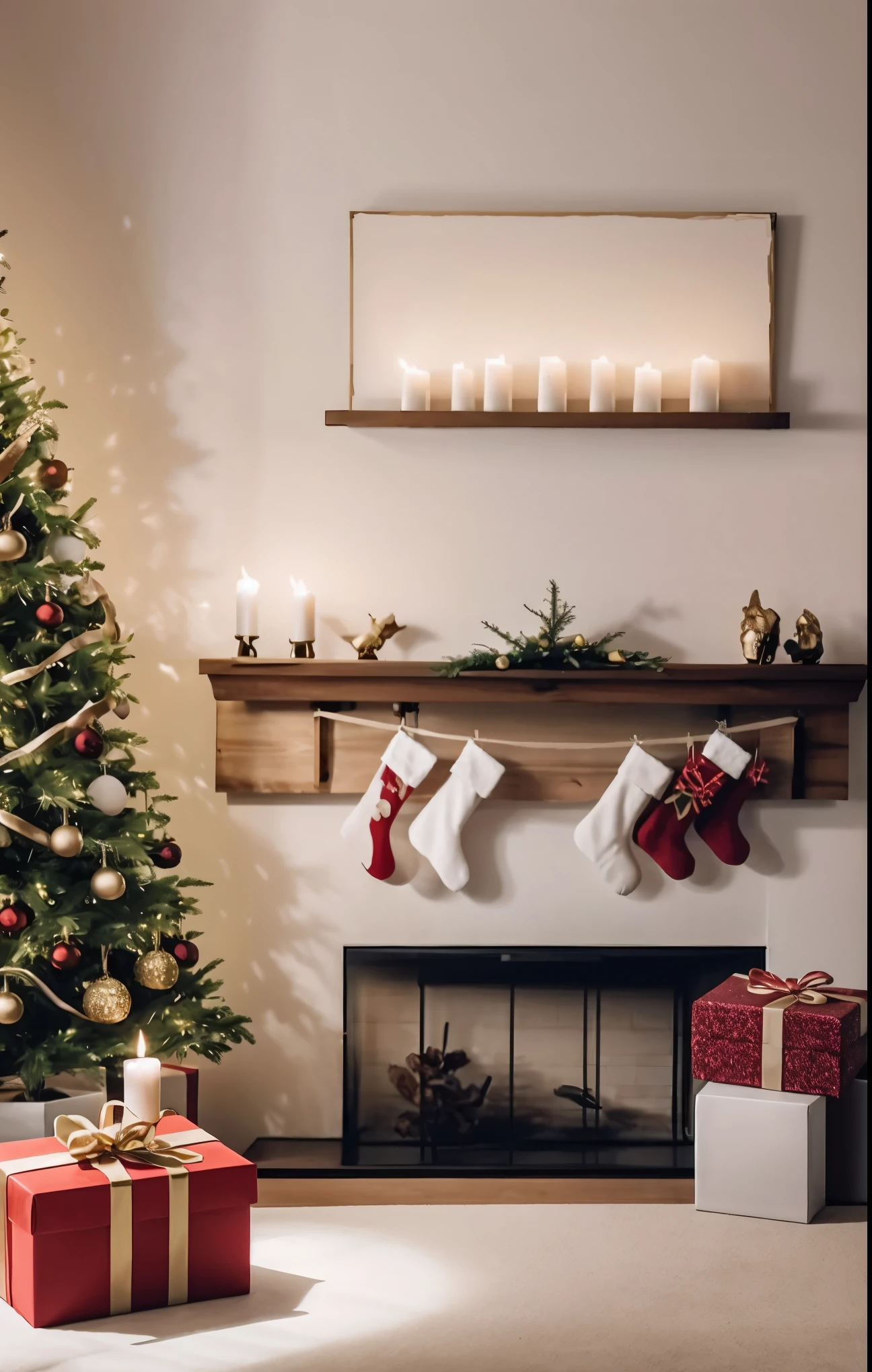 (best quality,4k,8k,highres,masterpiece:1.2),ultra-detailed,realistic,gifts,table,Christmas tree,decorations,wrapping ,bows,ribbon,presents,holiday spirit,vibrant colors,warm lighting,cozy atmosphere,toys,cards,candles,snowflakes,joyful,celebration,exquisite details,exciting surprises,shiny ornaments,sparkling tinsel,beautifully wrapped,excited children,anticipation,festive mood,magical ambiance,delightful moment,wonderful memories,family gathering,cheerful faces,Christmas magic,extravagant,abundance of presents,HDR,UHD,studio lighting,ultra-fine painting,sharp focus,physically-based rendering,professional,vivid colors,bokeh.