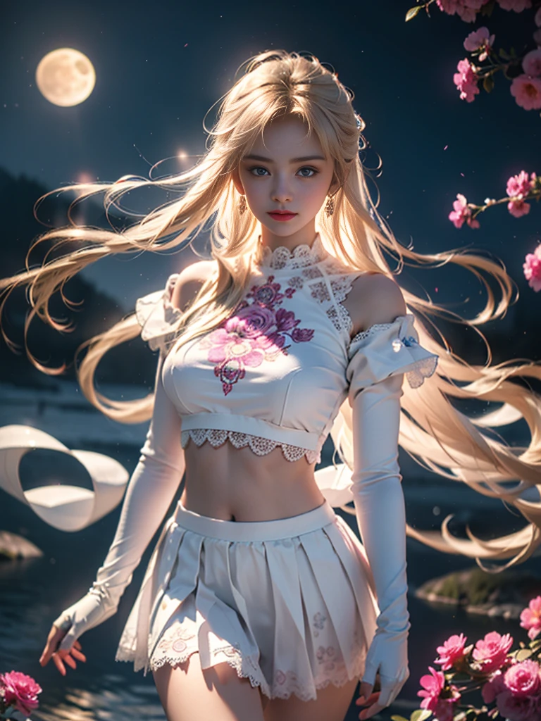 tmasterpiece,Highest image quality,super detailing,Best quality ,Extremely Delicately Beautiful, Very meticulous,Best quality, offcial art, extremely detaild的 CG unified 8k wallpapers, Ana de Armas portrait photo, AdelaBlue Eyetremely Detailed CG Uniform 8k Wallpaper,tmasterpiece,Highest image quality),(Delicate light and shadow,The picture has dramatic lens effectariner Moon:1.1),Enchanted smile,double tails, eBlue eyes,combed blonde hair, Skinny lace top,White gloves-skirt,dynamicposes),The background is the universe(superior detail,The lighting effect is outstanding,Vista wide angle),(Excellent rendering,Enough to stand out from the crowd),Sexy big breasts,Dreamers.big breasts and big breasts,The sexiest look,Beautiful floral print silk garments,The most beautiful woman in the world,(The kinky is exposed,Camel toes,),(各种颜色的Dreamers.big breasts and big breasts耳环,white colors,in pink,purpleish color,red colour,blue colors,orange colors,green color,cyan colors,),cropped shoulderini-skirteautiful legs,
