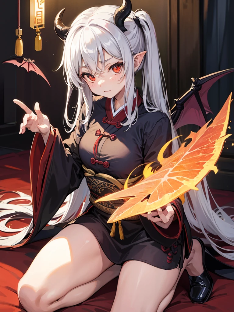 fisheye,dutch angle,1girl,solo,(pussy focus,close-up:1.3),(standing split:1.3),standing on one leg,hentai spread pussy,(excessive pussy juice,female ejaculation,water splashing:1.1),(messy hair,silver hair,long hair,uneven horns,demon tail,tattoo,blue eyes,moon,pointy ears,flat chest,nude,piercing,black cloak:1.0),shiny skin,smirk,from below
