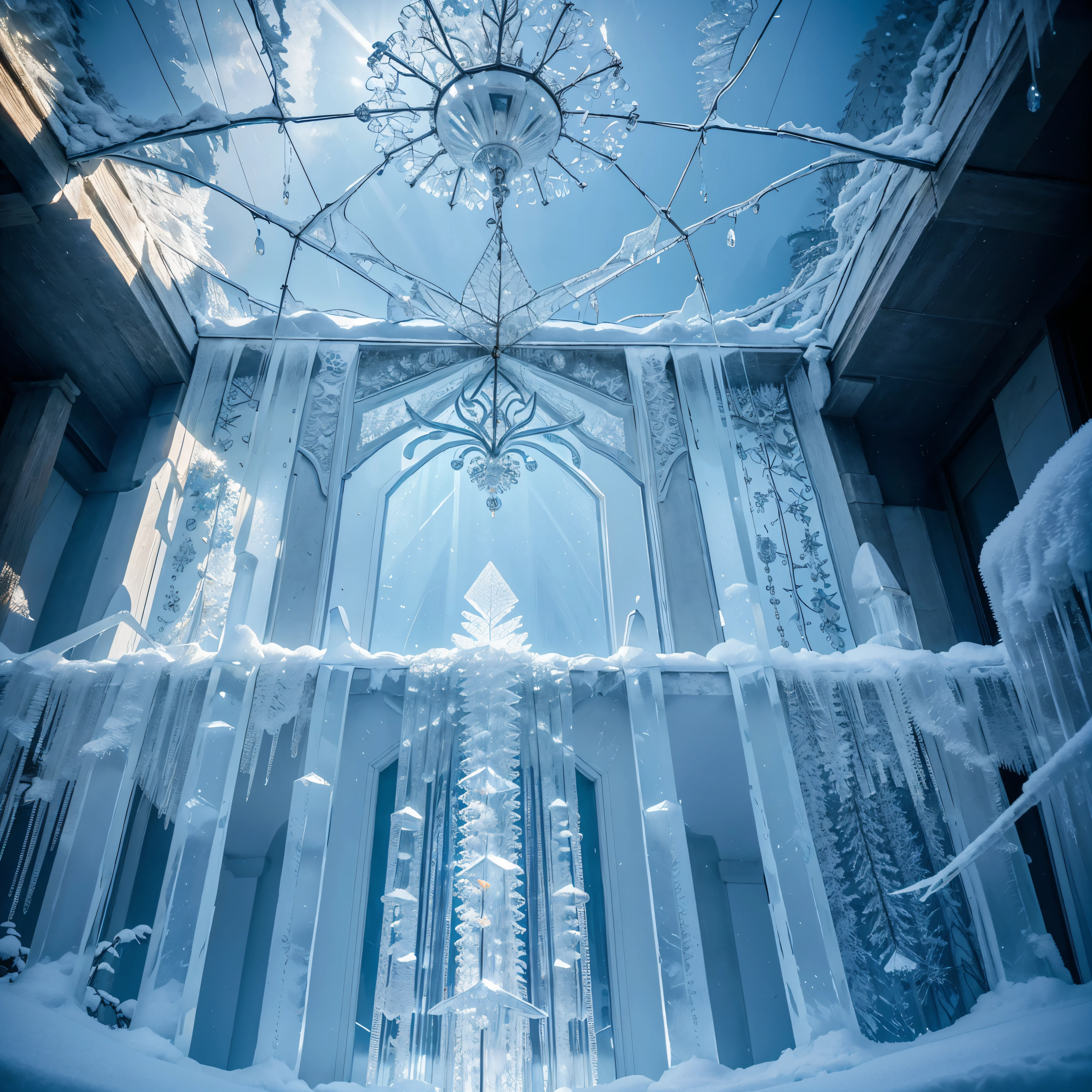 Sparkling and delicate, Icicles hang easily from roofs and tree branches., Catch the sunlight and sparkle like nature's ornate chandeliers.. In this stunning photograph, Each icicle has a translucent beauty., Long, hard stalactites like tears of ice floated in mid-air.. The clear edges and icicle formations demonstrate the incredible craftsmanship of this charming image., Let viewers experience the enchanted world of a winter icy wonderland..