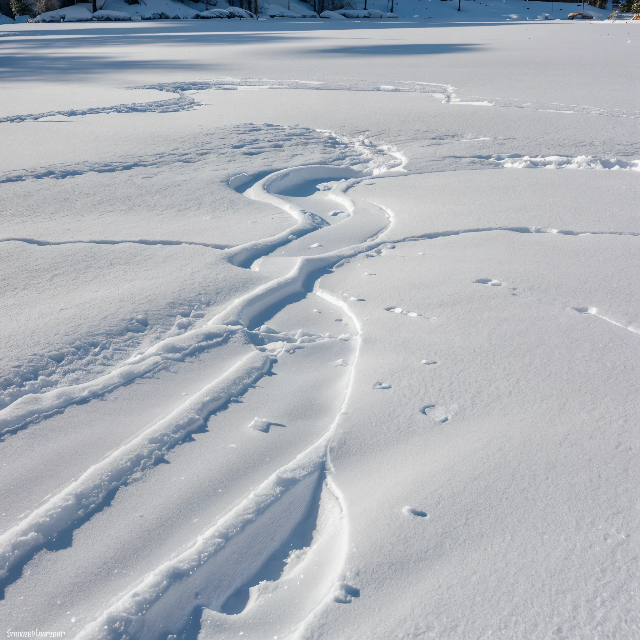Freshly fallen snow: A pristine, untouched layer covering the ground, inviting playful footsteps and creating a peaceful ambiance.