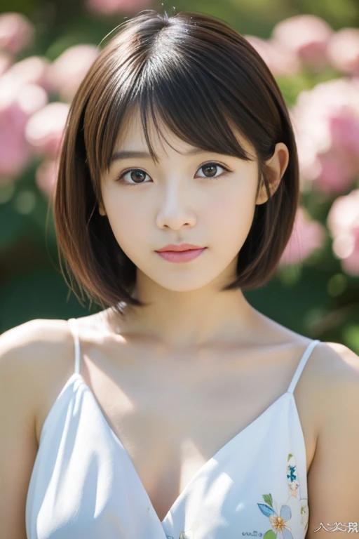 (((masterpiece))), 超A high resolution, realistic, ultra-detailliert, 8K,top-quality, Extremely detailed, Detailed background,in 8K、life-like、((1 persons))、 (Japan Beautiful Girl, Pure and innocent,kawaii, 14years) ,A slender,very beautiful japanese girl、dressing gown、White camisole、Upper body portrait,Detailed face:1.3, (Boyish short-haired :1.4), (a baby face,kawaii系,愛くるしい14years), (Perfect body:1.1),Beautiful collarbone