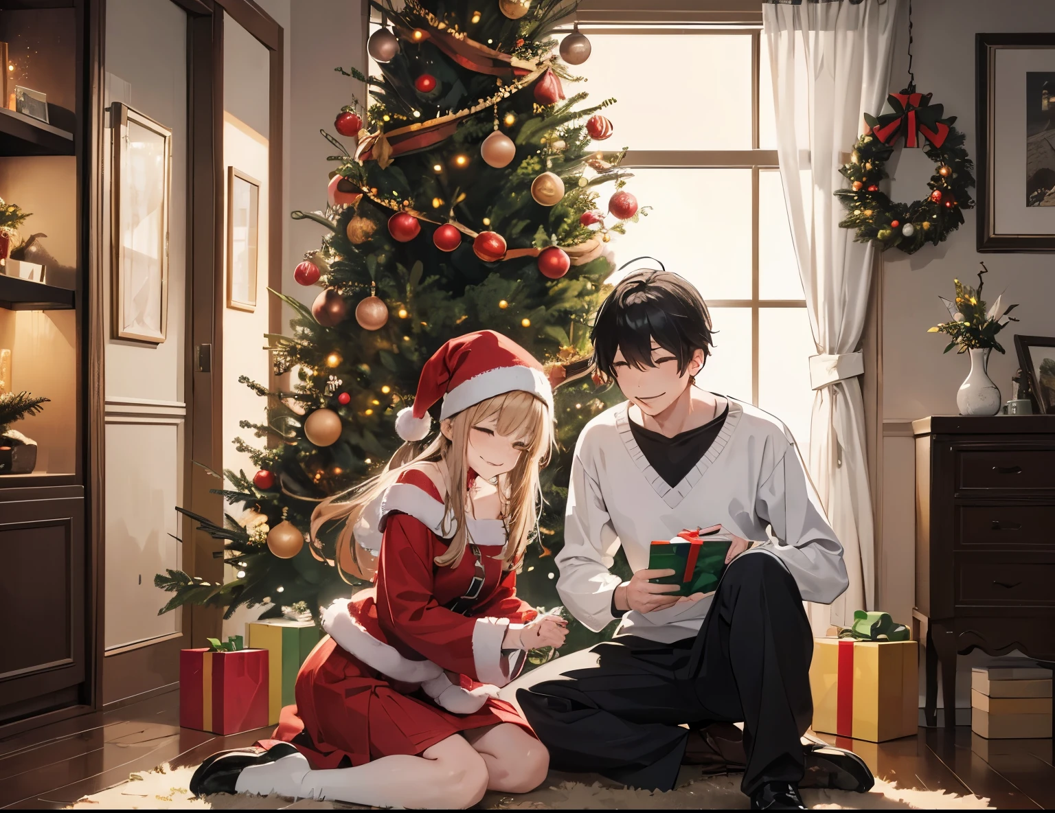 NSFW,One girl,nao tomori,(Christmas:1.5),Micro Mini Skirt,Off the shoulder,Hotel,(Perfect hands),(Perfect Anatomy),(masterpiece),(highest quality),Embarrassed,blush,Leg spread,(Ecstasy face:1.8),1 middle-aged male,(Having sex:1.5),Roll your eyes、squint,Open your mouth、Stick your tongue out