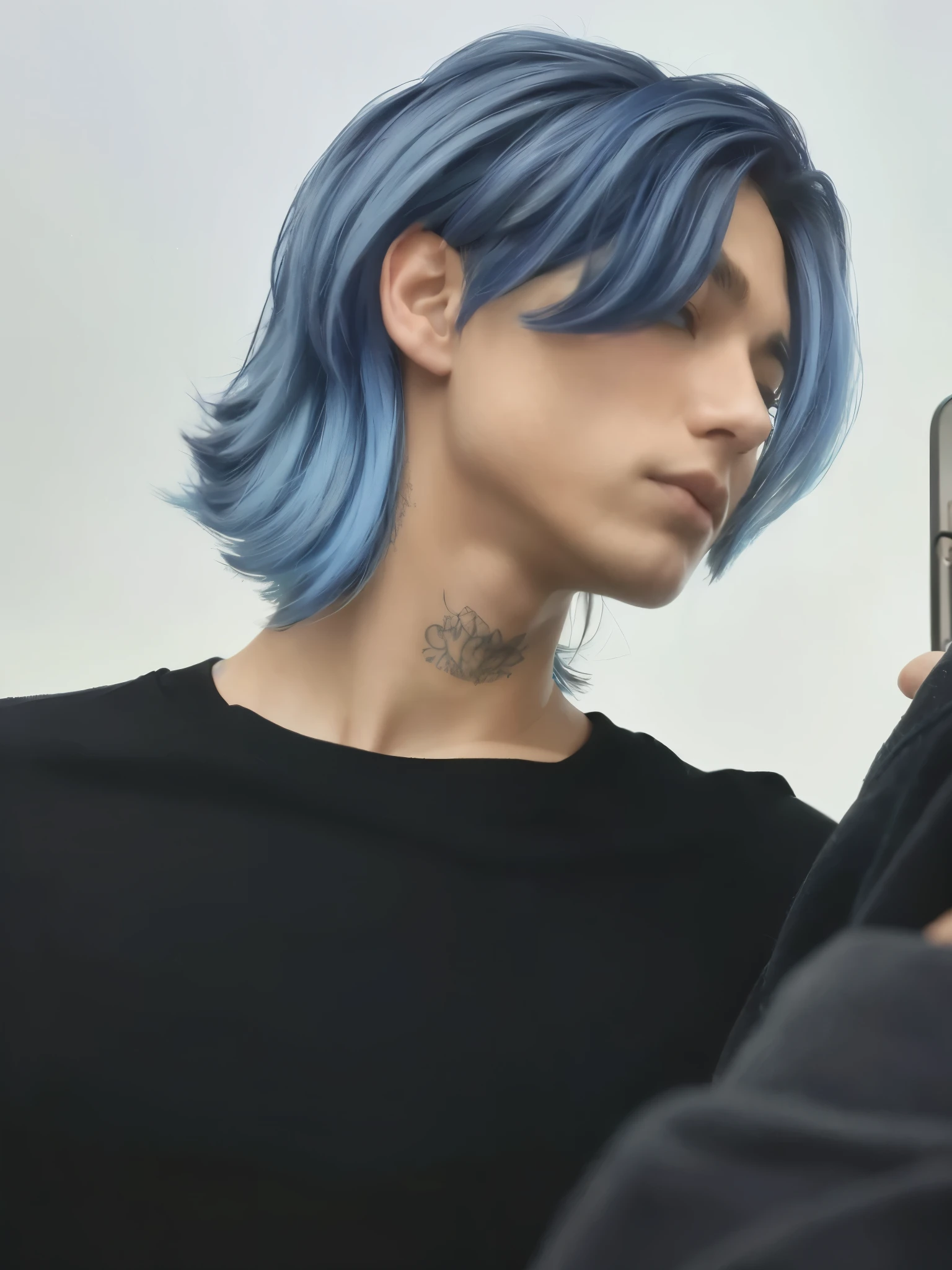 portrait of a man, (blue hair:1.2), realistic hair.
More realistic hair (man)