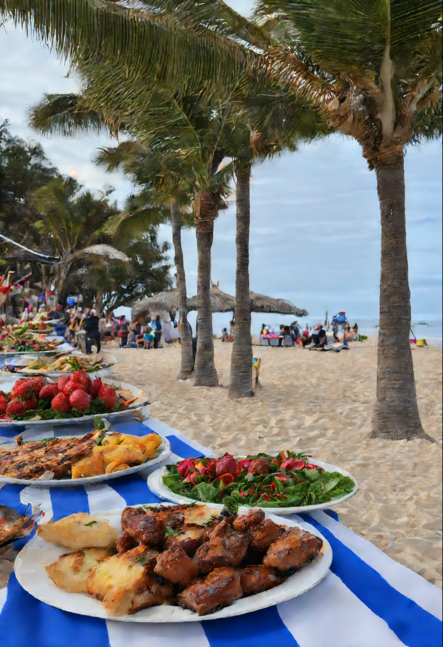Beach side christmas barbeque complete with sports and music and fellowship