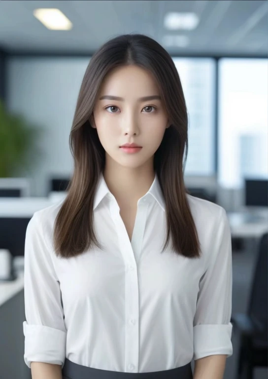 Close-up of a woman wearing a white shirt and black skirt, beautiful south korean woman, Huang Shishi, Nam Jae-yeon, Lee Ji-eun, gorgeous young korean woman, lee ji eun, yun ling, korean woman, Korean girls, Xision Wu, beautiful young korean woman, female actress from korea, Cui Xianhua, wenfei ye,frontage,Multi-expression