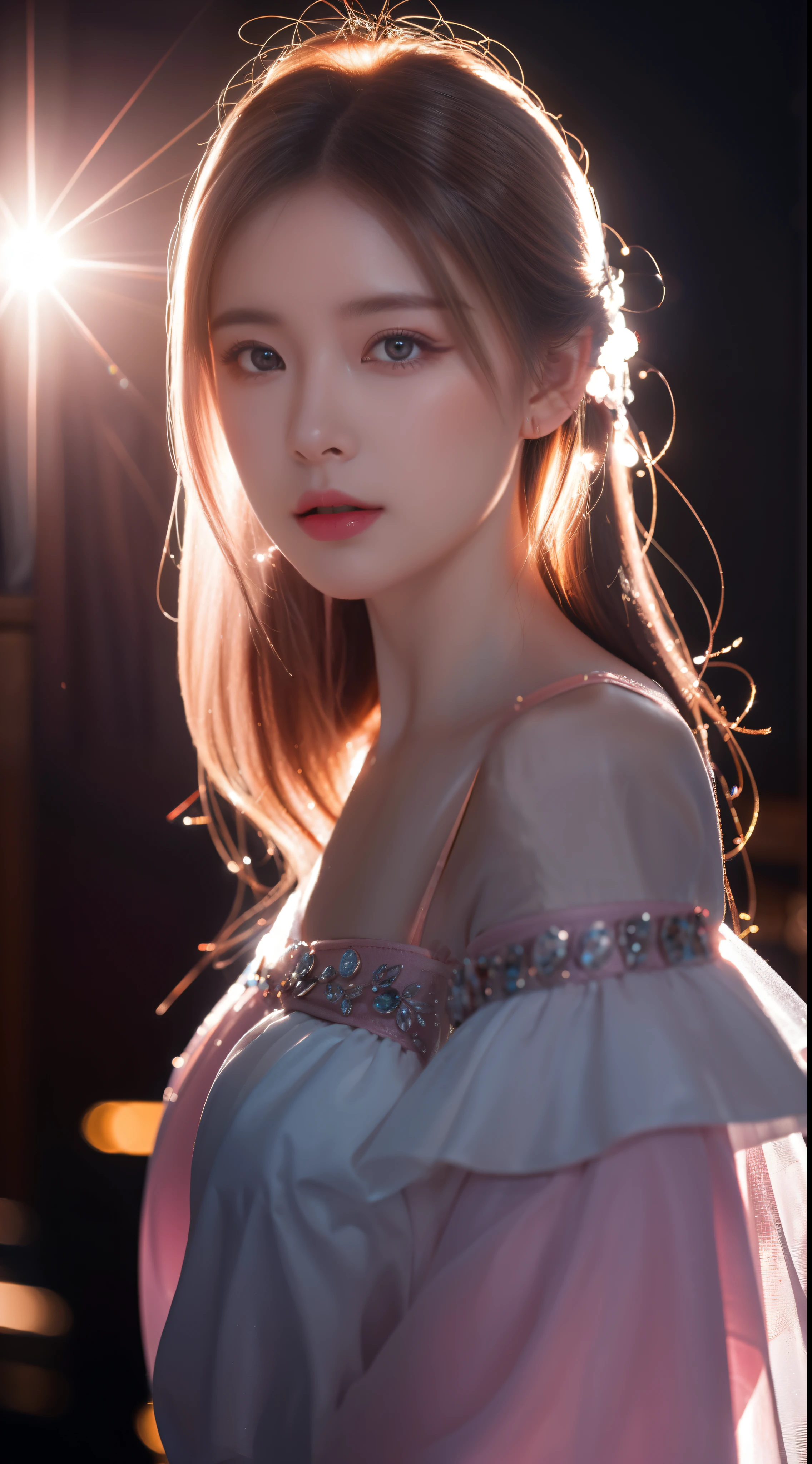 The SilverWolfV4, a true masterpiece of design, captured in a stunning illustration with delicate and hyper details, its eyes expertly crafted to have a mesmerizing glow and pink lens flare, all set against a breathtaking cinematic background.