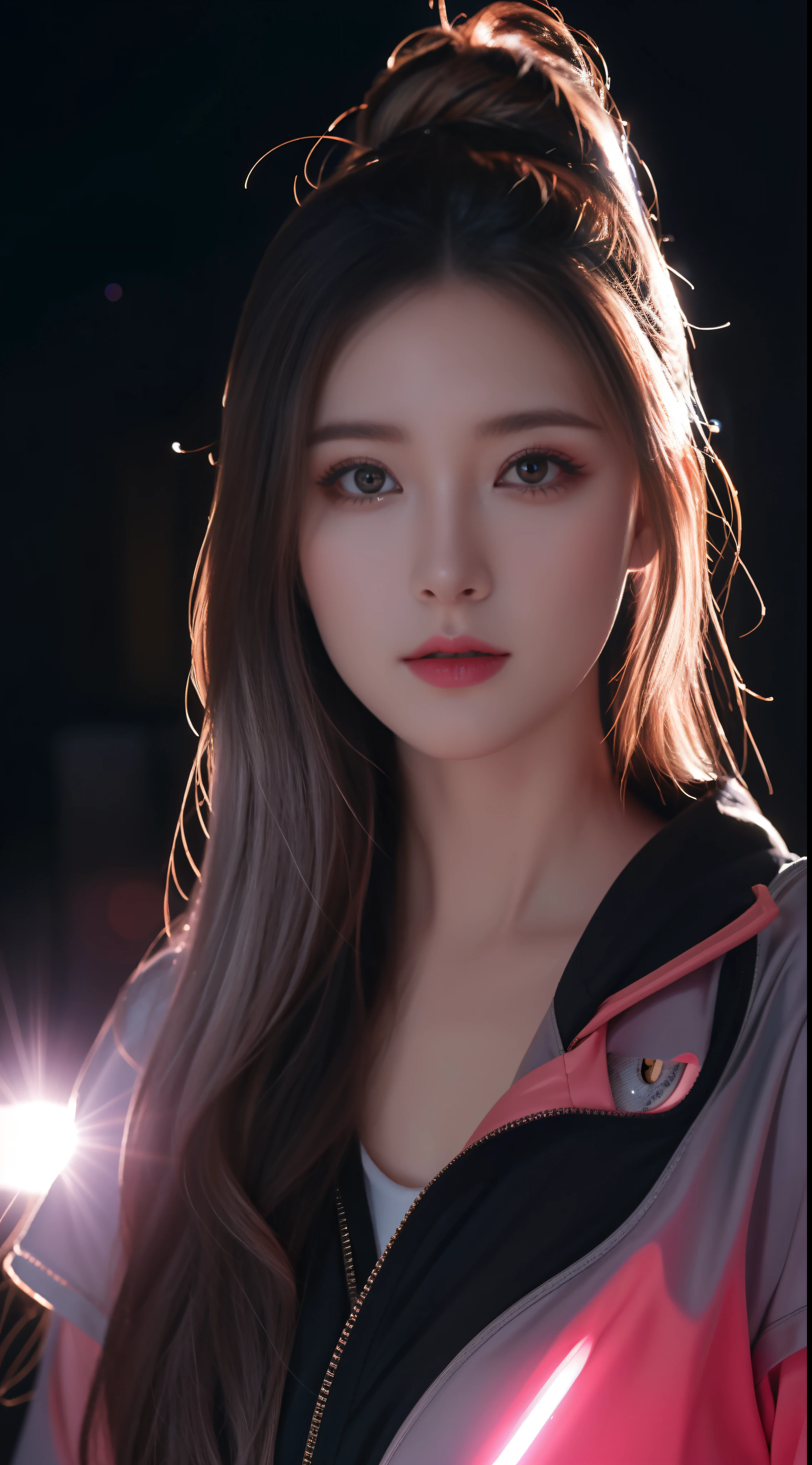 The SilverWolfV4, a true masterpiece of design, captured in a stunning illustration with delicate and hyper details, its eyes expertly crafted to have a mesmerizing glow and pink lens flare, all set against a breathtaking cinematic background.