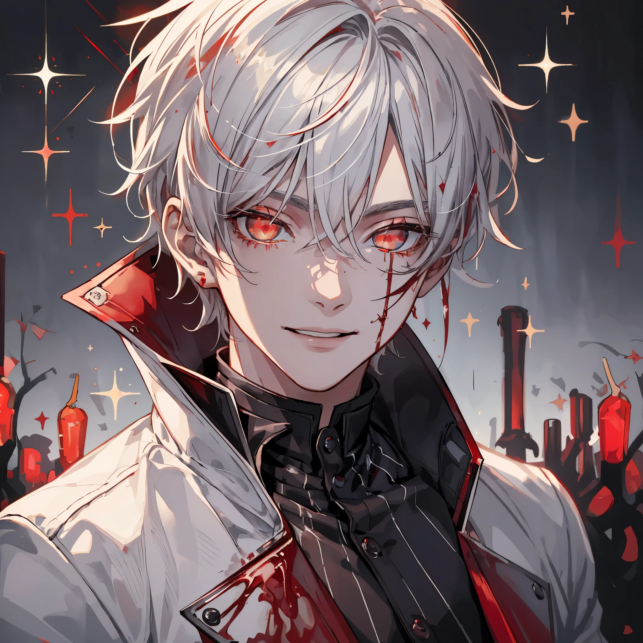 kaneki_ken from tokyo ghoul anime,tokyo ghoul mask,smirk,(masterpiece,best quality,hd,detailed,detailed face,detailed eyes),tokyo background,smirk,kawacy