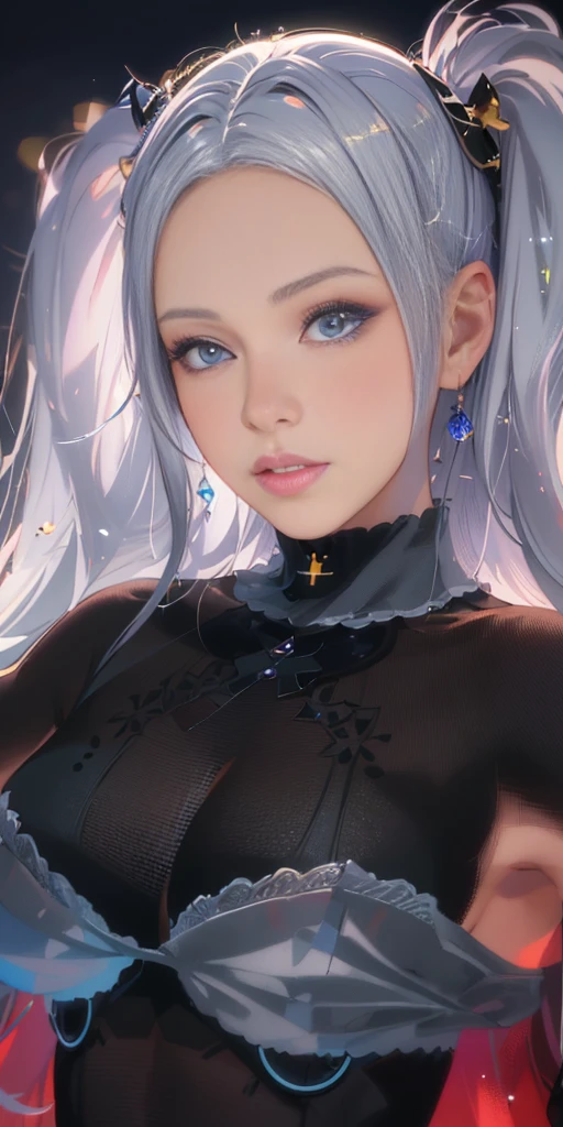 Mujer arafed con cabello largo y rubio y sujetador negro., Render fotorrealista de Anime Girl, Dulce conejita ultrarrealista, Modelo IG | Artgerm, Colegiala hiperrealista, Karol behind UHD, seductora chica de anime, Estilo realista de anime 3D, Diosa rubia, wlop piel brillante, Anime hiperrealista, Ross Tran 8 K, a Colegiala hiperrealista