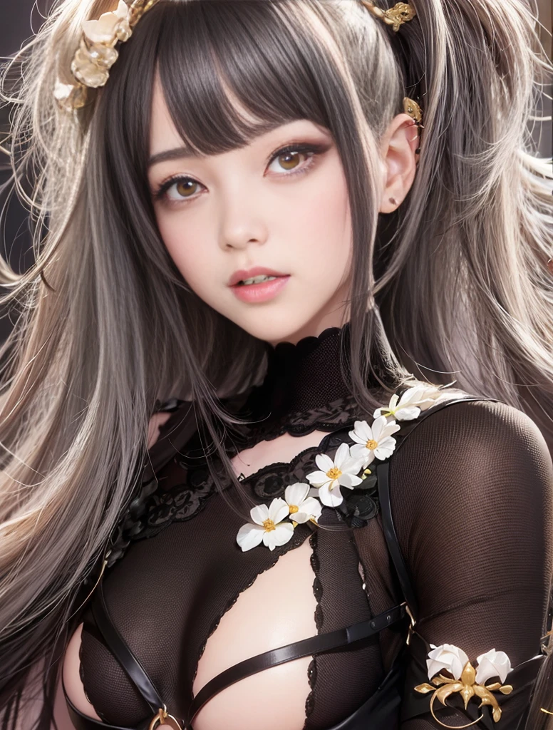 un primer plano de una mujer con cabello largo y rubio que llevaba un sujetador negro, Lalisa Manobal, con cabello largo y ojos penetrantes, artwork in the style of Guweiz, Guweiz, Modelo IG | Artgerm, Lalisa Manoban de Blackpink, seductora chica de anime, Chica coreana, Tendencias en CGVatstation, Chica de anime en la vida real