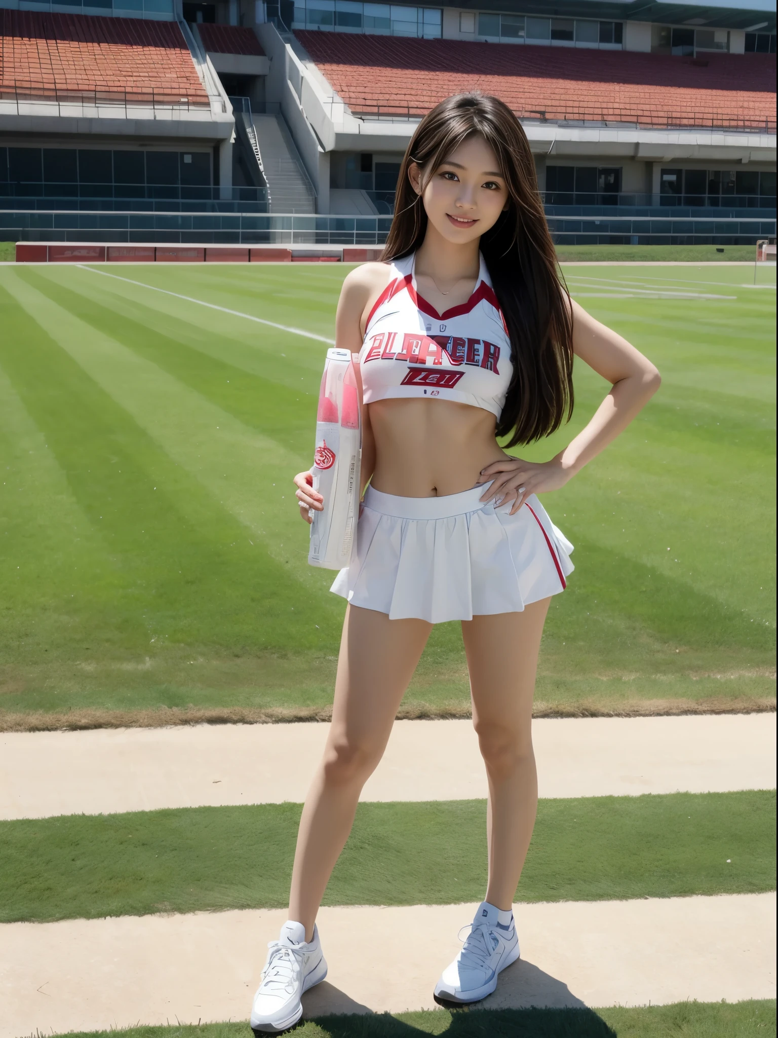 masutepiece,An ultra-high picture quality,Full body shot,SLR camera,cheer girl,1人の女性,25-years old,Shoot head-on,