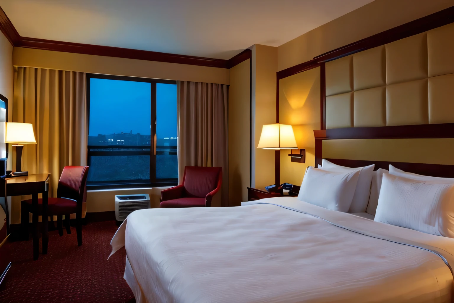 Hotel,Bedroom,Luxury bed,mood lighting,