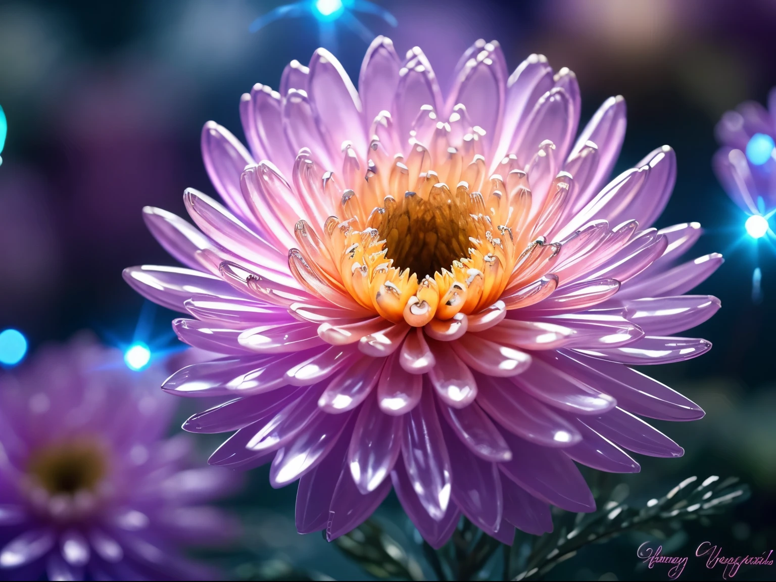 Crystal chrysanthemum, fanciful, galaxias, transparent pubic hair, Sparkling, Sparkling, outstanding, Colorful, magical photography, dramatic lights, Photorealistic, ultra - detailed, 4K, depth of fields, A high resolution