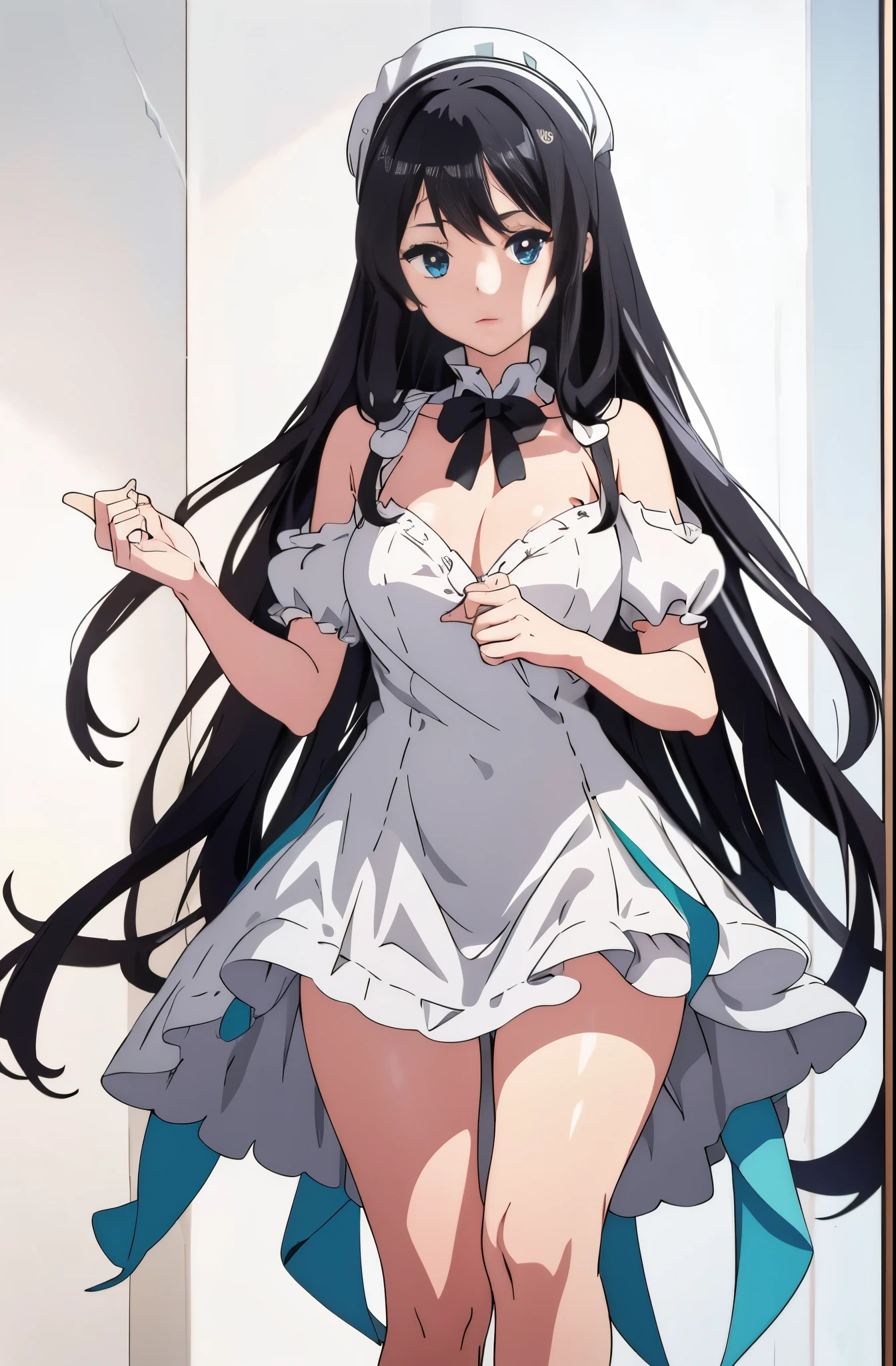 anime figure，longblackhair，eBlue eyes，