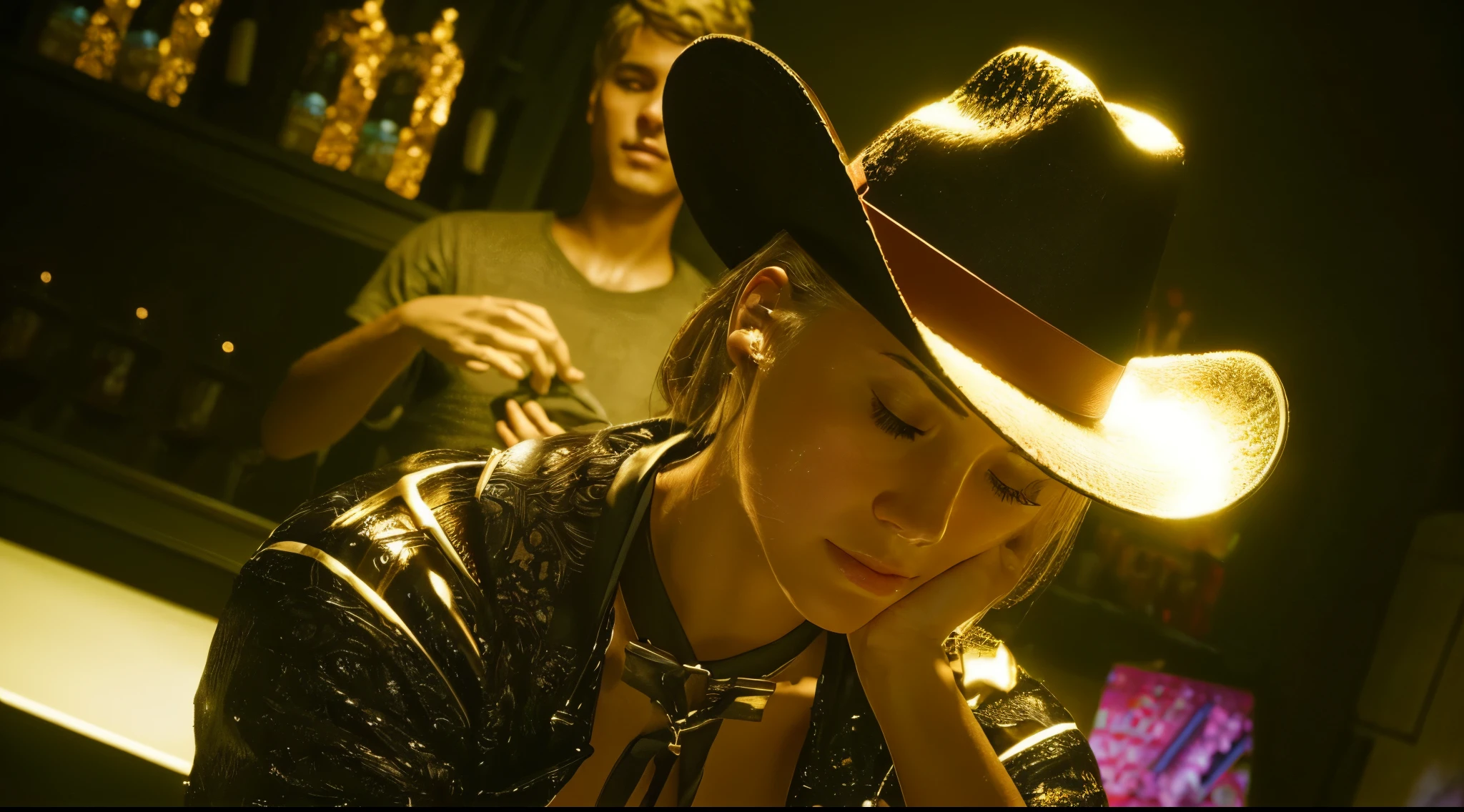 Blonde girl,closed eyes