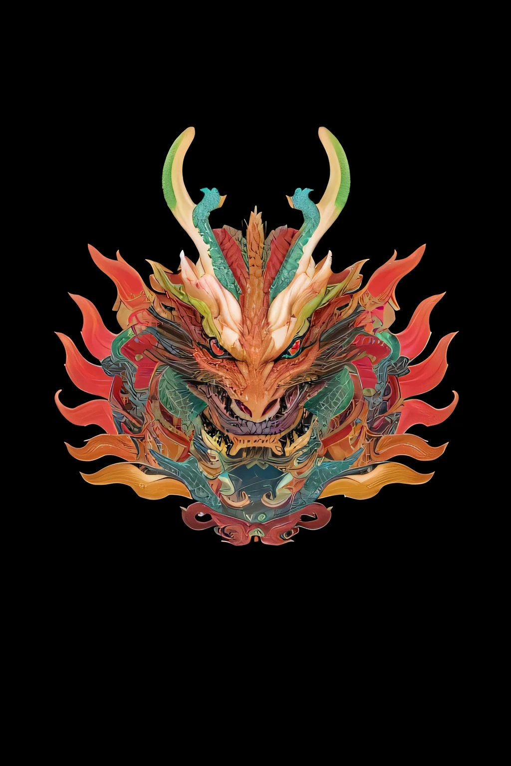 A colorful dragon,Frontal angle,bright face, Dragon Art, colors full、detail-rich多彩,Extremely colorful的杰作, vivd colour,detail-rich, Extremely colorful, 强烈而vivd colour, mythical creature, 复杂而vivd colour, AMOLED wallpaper, high detailed colors, epic dragon,head portrait,with black background