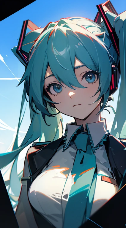 faces frontage ((bustup)) (((miku hatsune))) small tits arknights Slender cool