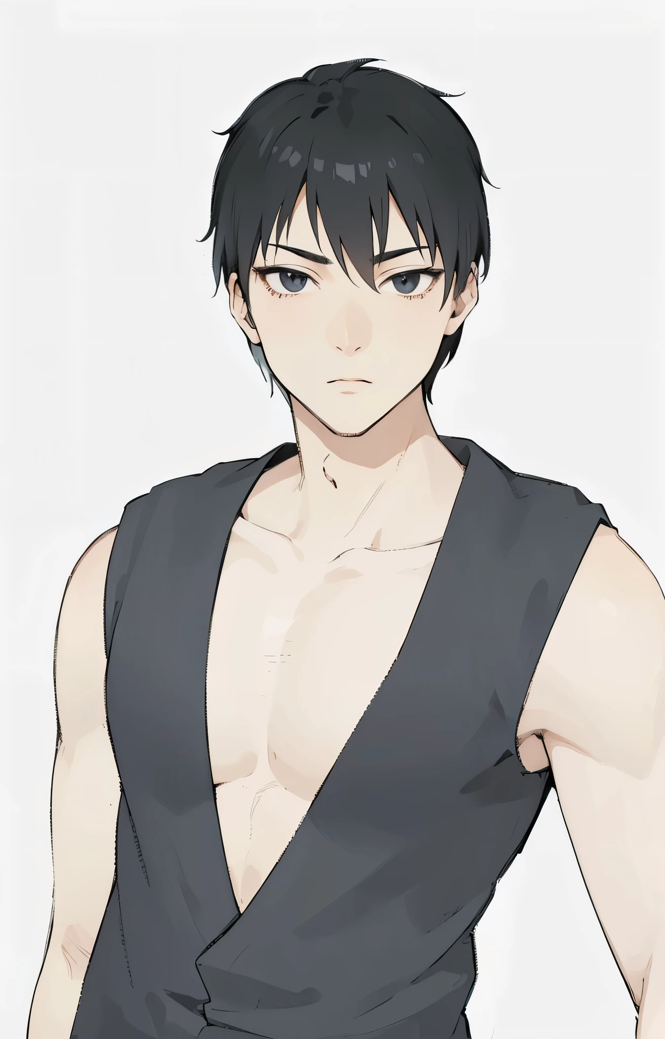 Anime  Black hair and black eye guy wearing black dobok