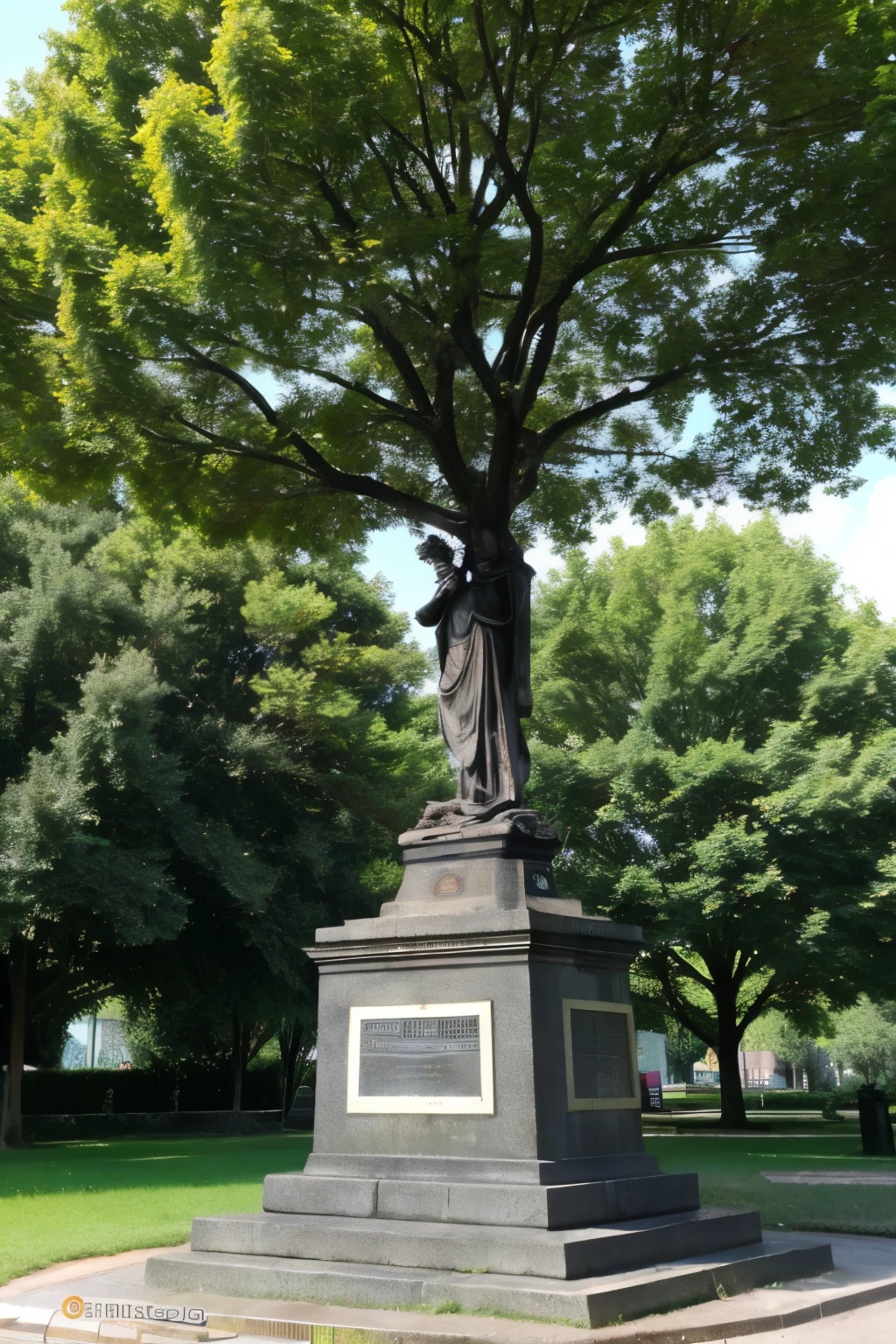 Iron monument with the motif of the World Tree