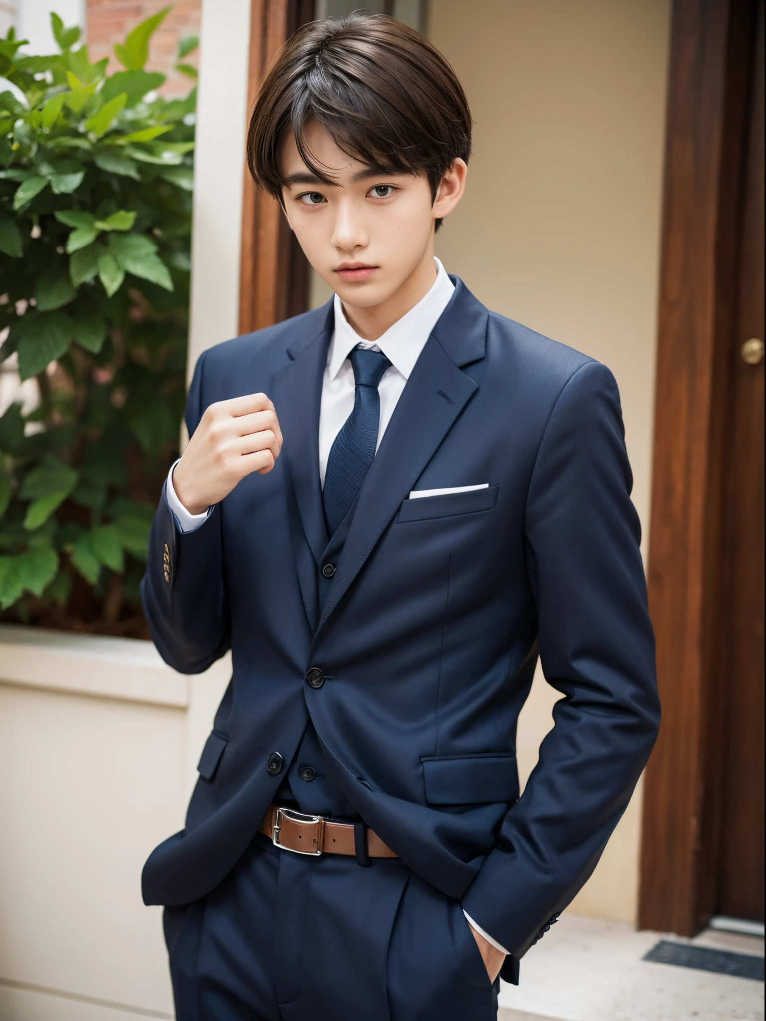 boy, 17 y.o, handsome, suit, belt