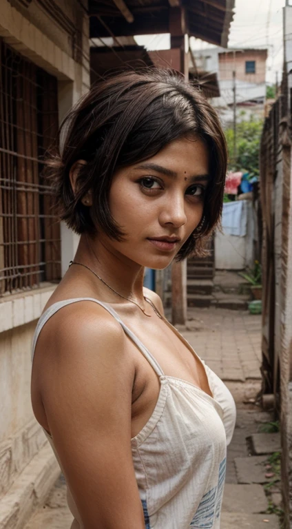 Bald indian girl with shaved head