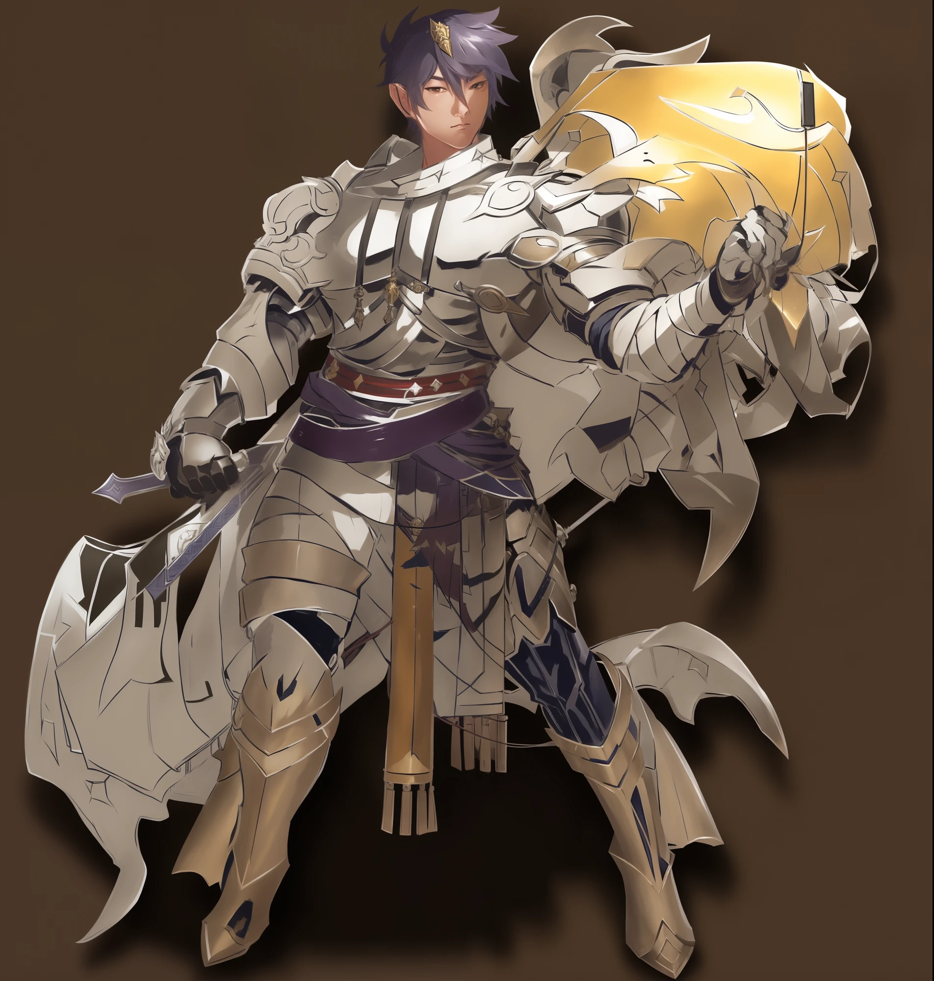 a drawing of a man in armor holding a sword, keqing from genshin impact, a human male paladin, genshin impact character, male paladin, zhongli from genshin impact, full body concept, by Yang J, ( ( character concept art ) ), krenz cushart and wenjun lin, by Shen Zhou, warrior character design