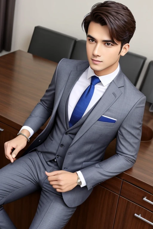 handsome salesman in 3pcs suit