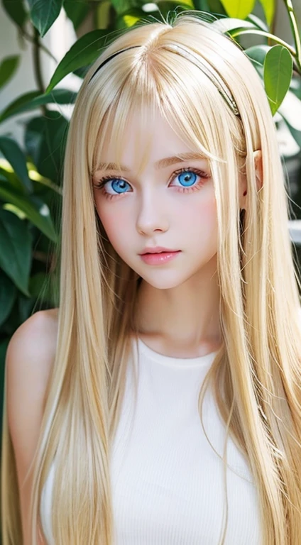 Super Long Blonde Straight Hair、so perfect beautiful cute face、Beautiful clear cute eyes Beautiful blue eyes、shiny very beautiful skin、Beautiful disheveled bangs、Very beautiful and cute sexy bright sky blue eyes、Very big eyes beautiful long shiny silky blonde hair、18 years old petite, an extremely beautiful and cute girl、Gloss Face、Teak Gloss、White beautiful skin、