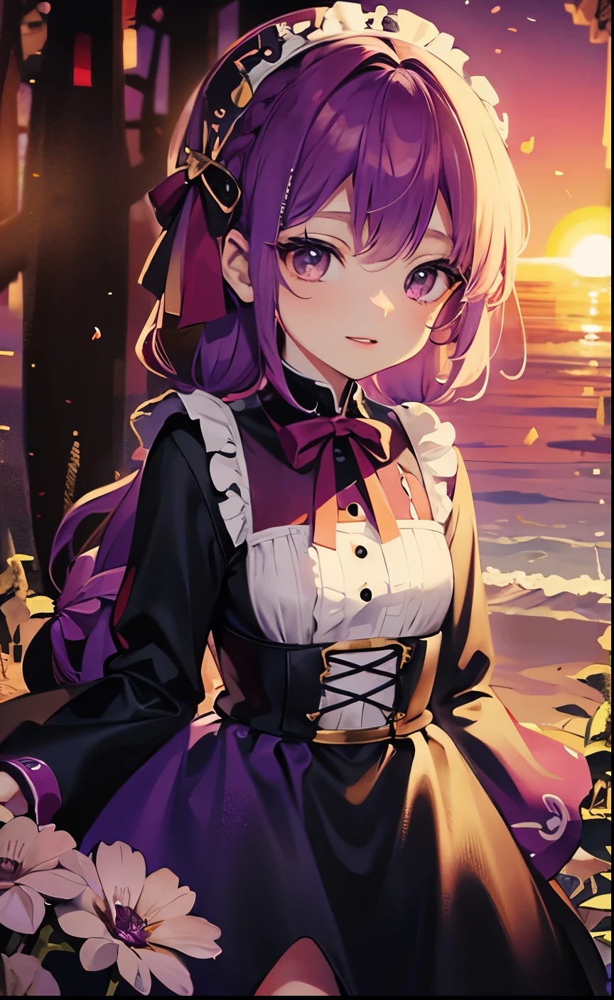 Purple colored hair,Purple colored hair,the sunset,sandbeach,beachside