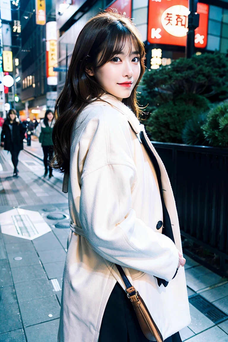 top-quality、超A high resolution、(Photorealsitic:1.4)、1人, coat、muffler、posing,UPPER Body、tokyo