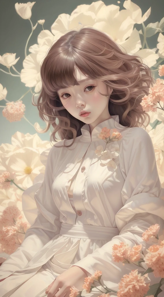 masterpiece,best quality,fenhong, 1 beautiful woman, brown hair