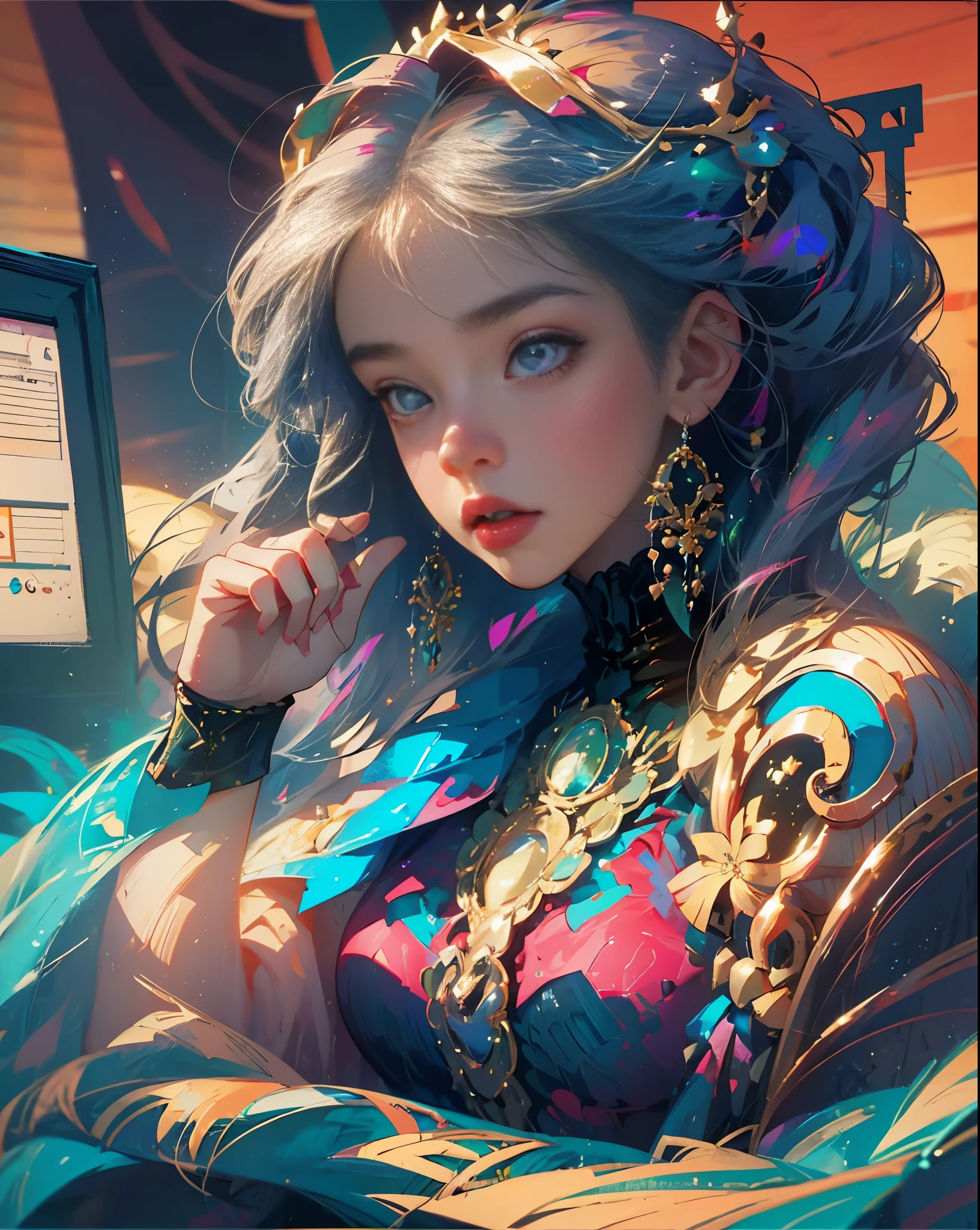 A little girl who works hard,Face the computer,adolable,animemanga girl,quadratic element,The expression is very hard, big breasts beautiful --auto --s2
