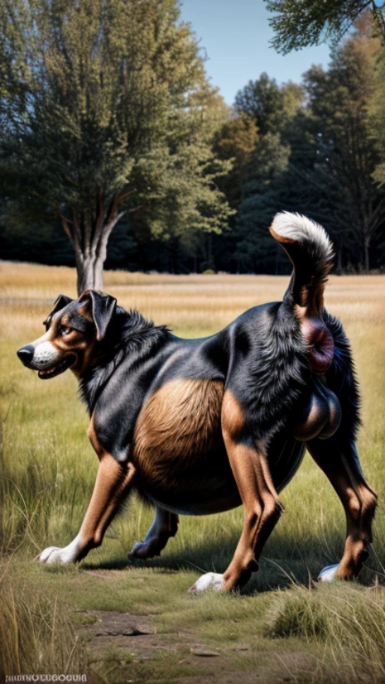 HD graphics，Detailed and realistic，high detal，high qulity，photo-realistic，photorealistic eye，Detailed paws，Masterpiece artwork，top-quality，32k，hyper HD, (((feral dog, hyper balls, hyper flared penis, feral dog))), in field ((((hyper flared penis, realistic canine anus)))), ((((muscular, tree, feral dog, huge belly)))), ((((hyper photorealistic fur, raised tail, duo, doggystyle, anal))))