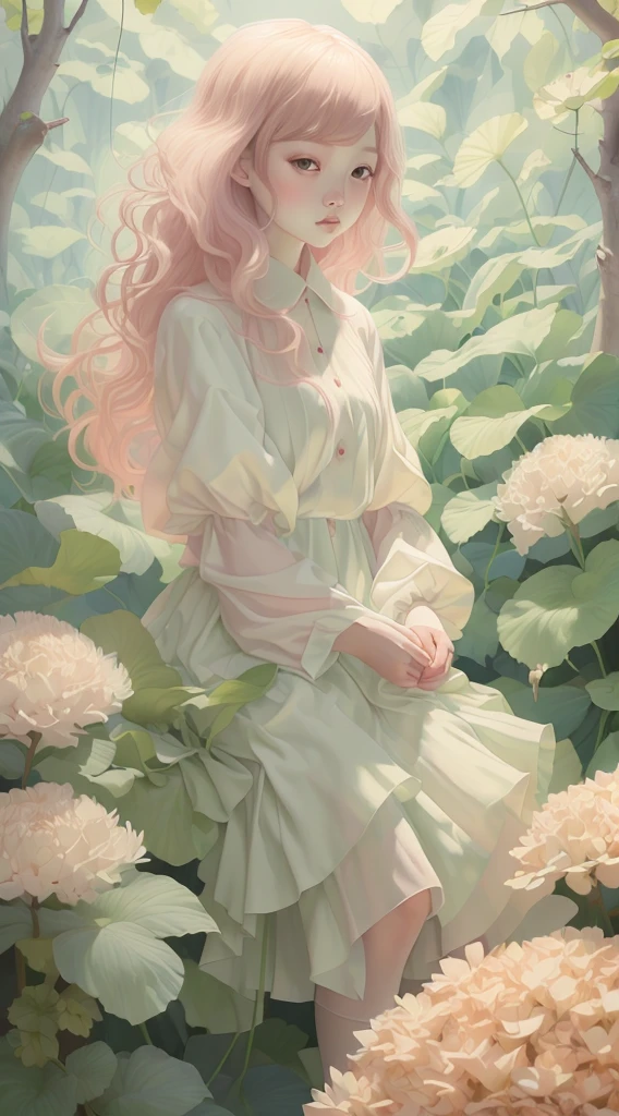 masterpiece,best quality,fenhong,1 girl,pink, forest