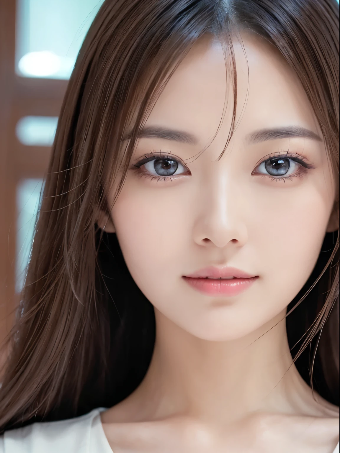 ​masterpiece、1 beautiful girl、detailed brown eyes、Puffy eyes、top-quality, 超hight resolution, (Realisticity: 1.4), cinematlic lighting、(japanes)、Asian Beauty、Super beauty、Beautiful skin、A slender、(Look at viewers)、(A hyper-realistic)、(hight resolution)、(8K)、(ighly detailed)、(beautifully detailed eyes)、(ultra-detailliert)、 (wall-)、A detailed face、Bright lighting、profetional lighting、