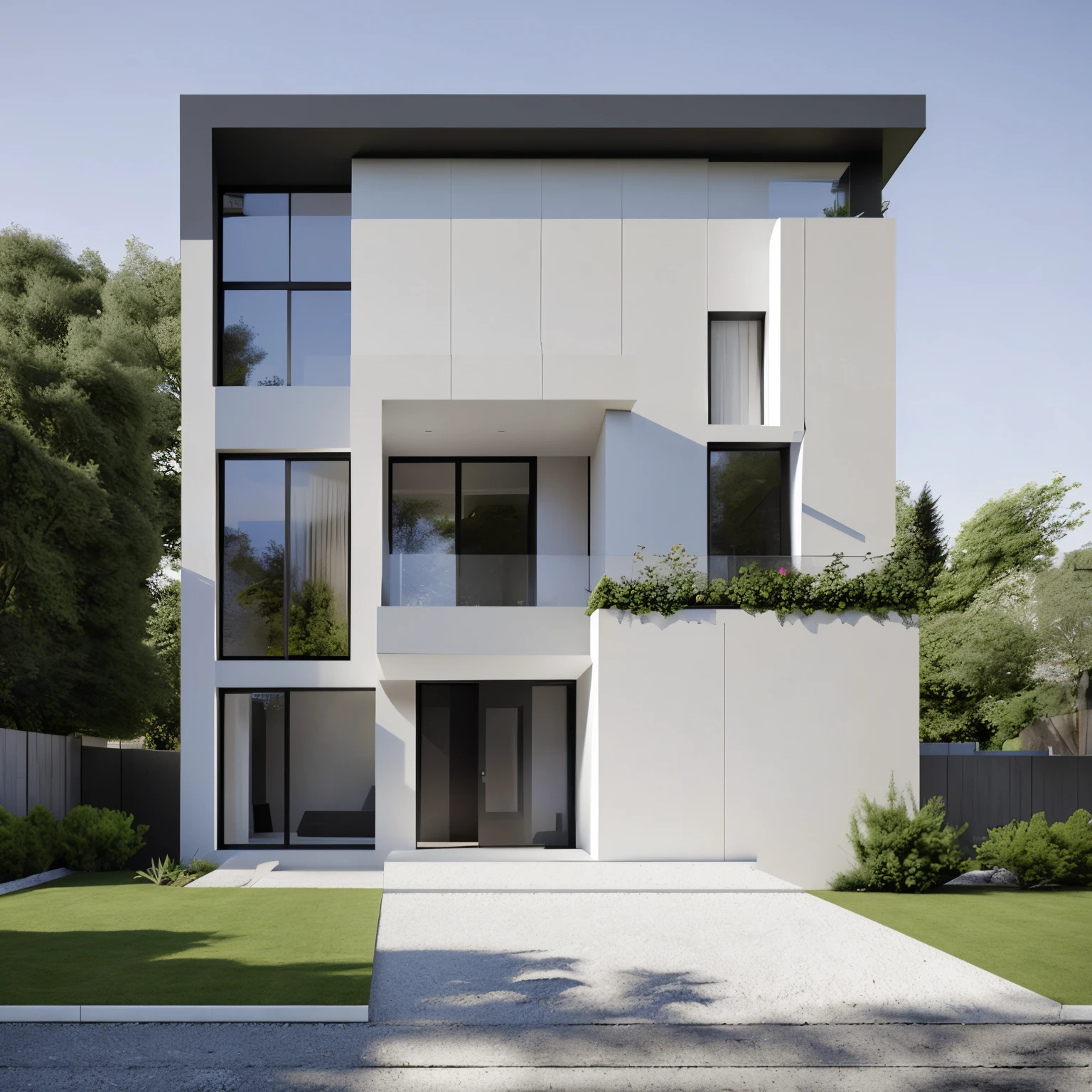 classical house, exterior, minimalist
