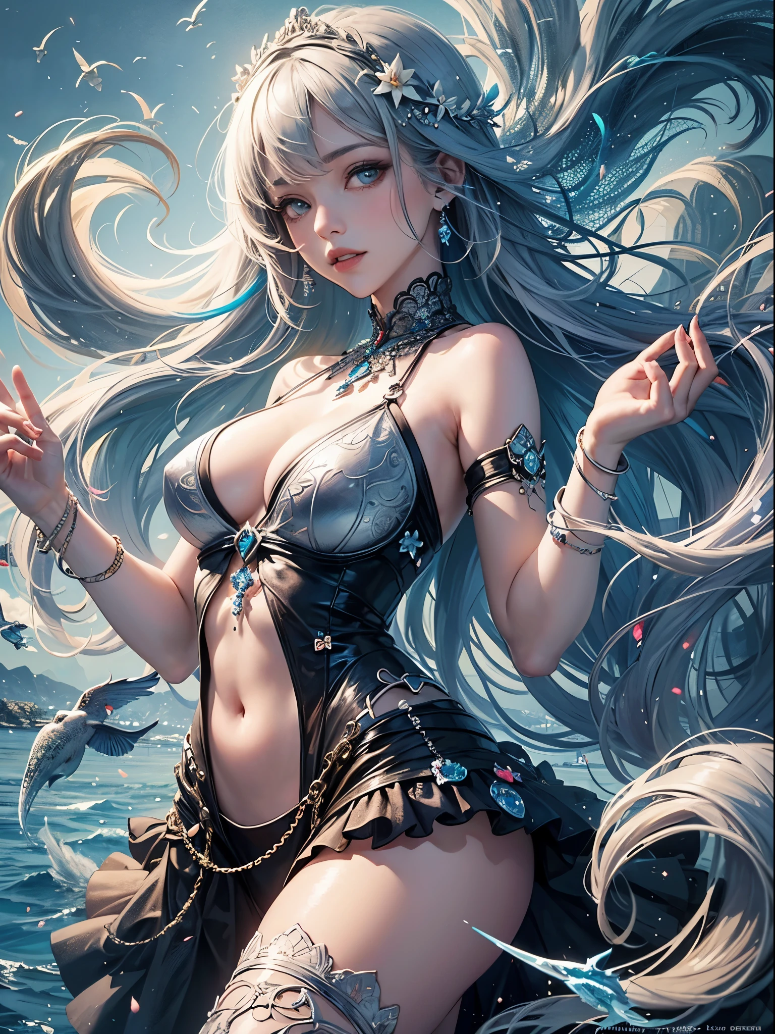 offcial art, Unity 8k壁纸, Ultra-detailed, Beautiful and aesthetically pleasing, tmasterpiece, best qualityer, (zentangle, datura, clew, meshing), (s fractal art: 1.3), 2guys，twincest，Sister flower，Underage girls, age 5，(Hairstyles: Long hair) Ocean, Extremely detailed, dynamic angle, Cowboy shot, The most beautiful forms of chaos, elegant, Fauvistdesign, vivd colour, romanticism lain, Seafoam, Buble, shells, Fish, pearls，Colorful lollipop，cute big breasts， --auto --s2
