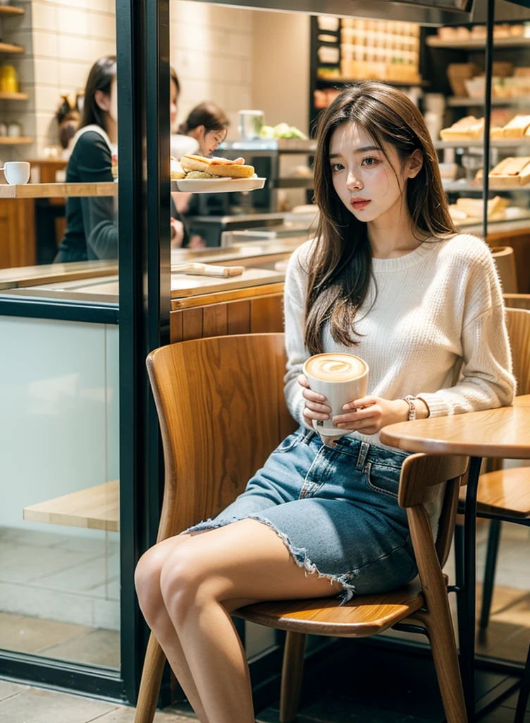 more tables, Sandwich and latte on the table