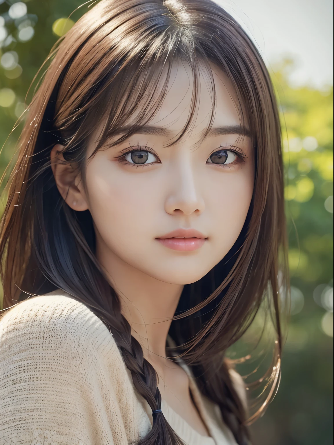 ​masterpiece、1 beautiful girl、detailed brown eyes、Puffy eyes、top-quality, 超hight resolution, (Realisticity: 1.4), cinematlic lighting、(Korea person)、Asian Beauty、Super beauty、Beautiful skin、A slender、(Look at viewers)、(A hyper-realistic)、(hight resolution)、(8K)、(ighly detailed)、(beautifully detailed eyes)、(ultra-detailliert)、 (wall-)、A detailed face、Bright lighting、profetional lighting、