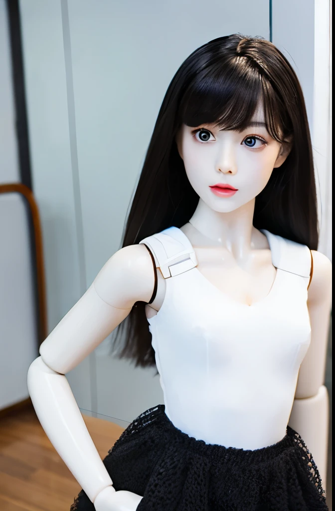 The whole body is pure white１body mannequin doll 　Erika Ikuta　A dark-haired　Straight hair　Bangs Patsun　elongated face