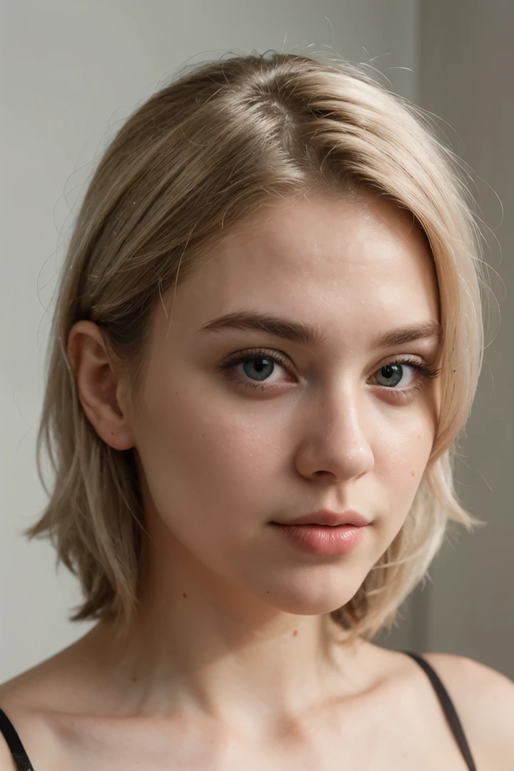 ((best quality)), ((masterpiece)), (detailed), perfect face, realistic, platinum white hair, caucasian female 24 year old, fit curvy physique, alabaster pale skin, cute face, innocent face, hazel eyes