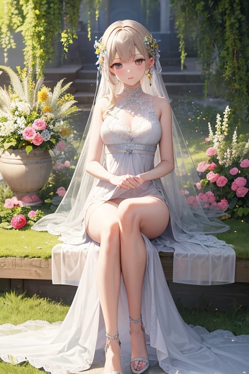 Woman in see-through white dress sitting in flower field, Ethereal and dreamy, Ethereal beauty, a stunning young Ethereal figure, dreamy and Ethereal, Ethereal!!!!!!!, Ethereal fairytale, Beautiful maiden, pale snow-white skin, Ethereal!!!, by Torii Kiyomoto, fairycore, very Ethereal, extremely beautiful and Ethereal、there is a bouquet of Flowers that is sitting on a chair, colourfull Flowers bouquet, bouquets, ❤🔥🍄🌪, bouquet, colorful Flowers, Bright and soft colors, colourfullなパステル, Bright pastel colors, Bright pastel colors, in pastel colors, colourfull pastel, beautiful Flowers, 美しいcolourfull, Flowers!!!!, colourfull, In beautiful colors, 🌸 🌼 💮、Woman in blue dress standing on wall, translucent  dress, transparent gray dress, sexy gown, with a thin waist, long gown, long-one-piece dress female, Full length view, fantasy dress, low cut dress, opened dress, wearing long gown, see through dress, fantasy long intricate gown, long-one-piece dress, gown, wearing an evening gown, femme, gorgeous woman