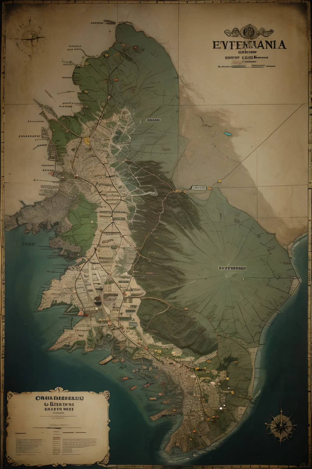 Dystopian map of the country ingentain and the surrounding country's eternia and alobax